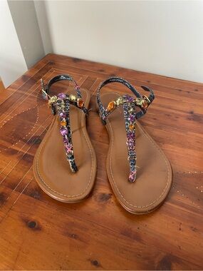 Arizona Jean Company Jeweled T-Strap Sandals